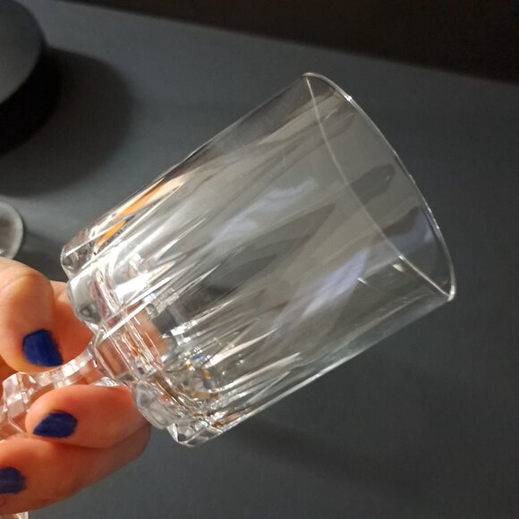 Vintage Clear Glass Water Goblet 6" Tall Paneled Bowl Faceted Stem 3" Wide - Picture 12 of 16